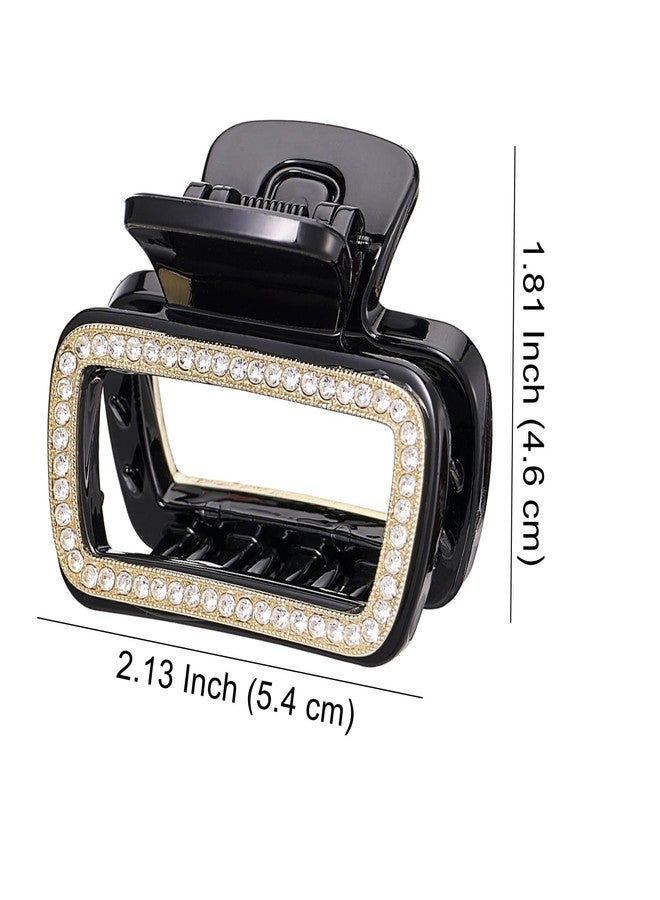 SINIDE Crystal Hair Claw Clips, Square Rhinestone Plastic Claw Clips Nonslip Acrylic Jaw Clip for Thick Long Hair, Fashion Clamps Accessories for Women Strong Hold Barrette for Styling (2 Pack) - Image 2